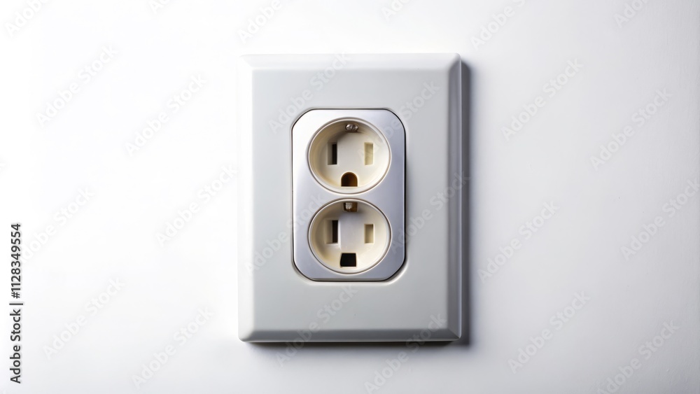 Long Exposure Photo of North American Electrical Outlet, Home Improvement, Electrical Socket, Design Element, White Background