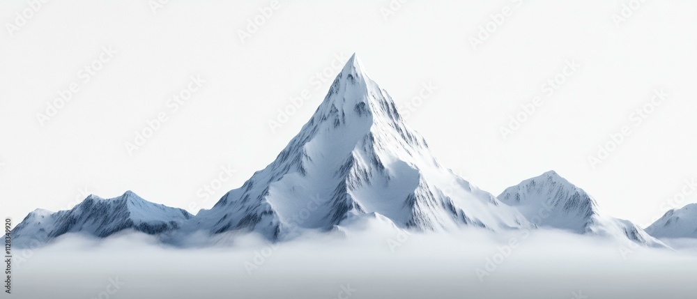 Fototapeta premium Snow-capped mountains peak above the clouds. AI.