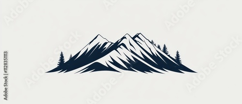 Majestic Mountain Landscape with Evergreen Trees and Snowy Peaks