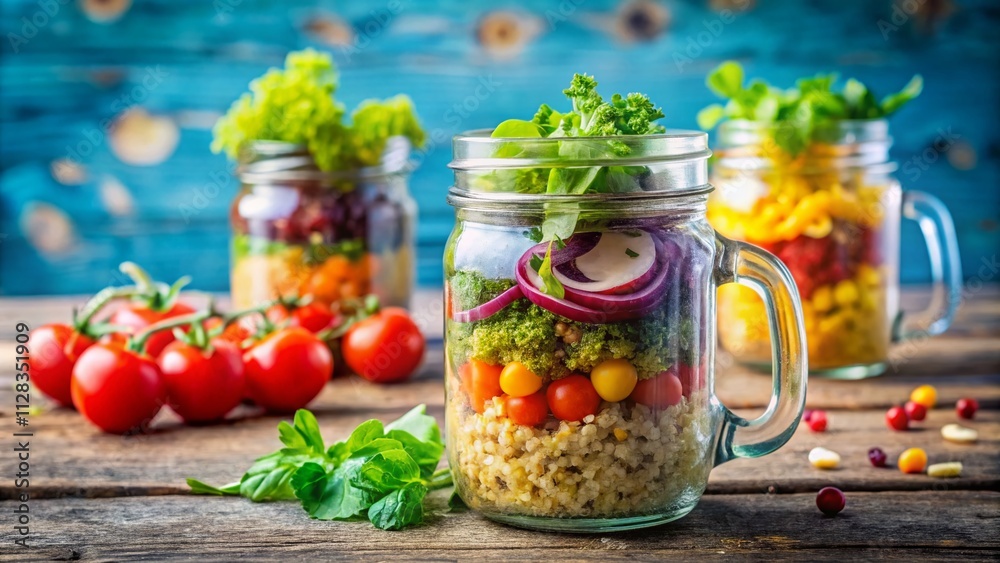 Healthy Mason Jar Salad with Quinoa - Clean Eating Healthy Mason Jar Salad with Quinoa - Clean Eating