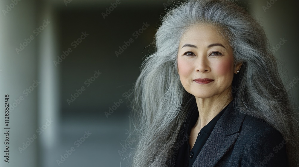 Portrait of an elegant older woman with long gray hair Portrait of an elegant older woman with long gray hair