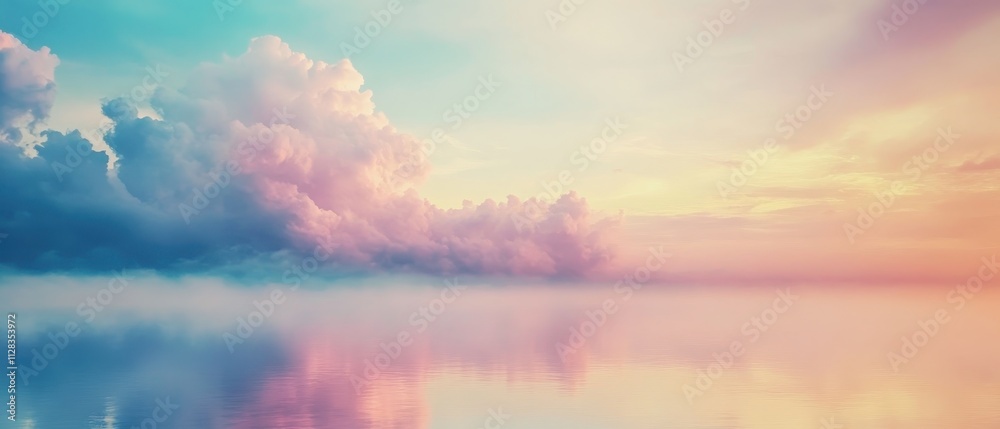Serene Sunset Over Calm Water with Colorful Reflection and Clouds Serene Sunset Over Calm Water with Colorful Reflection and Clouds