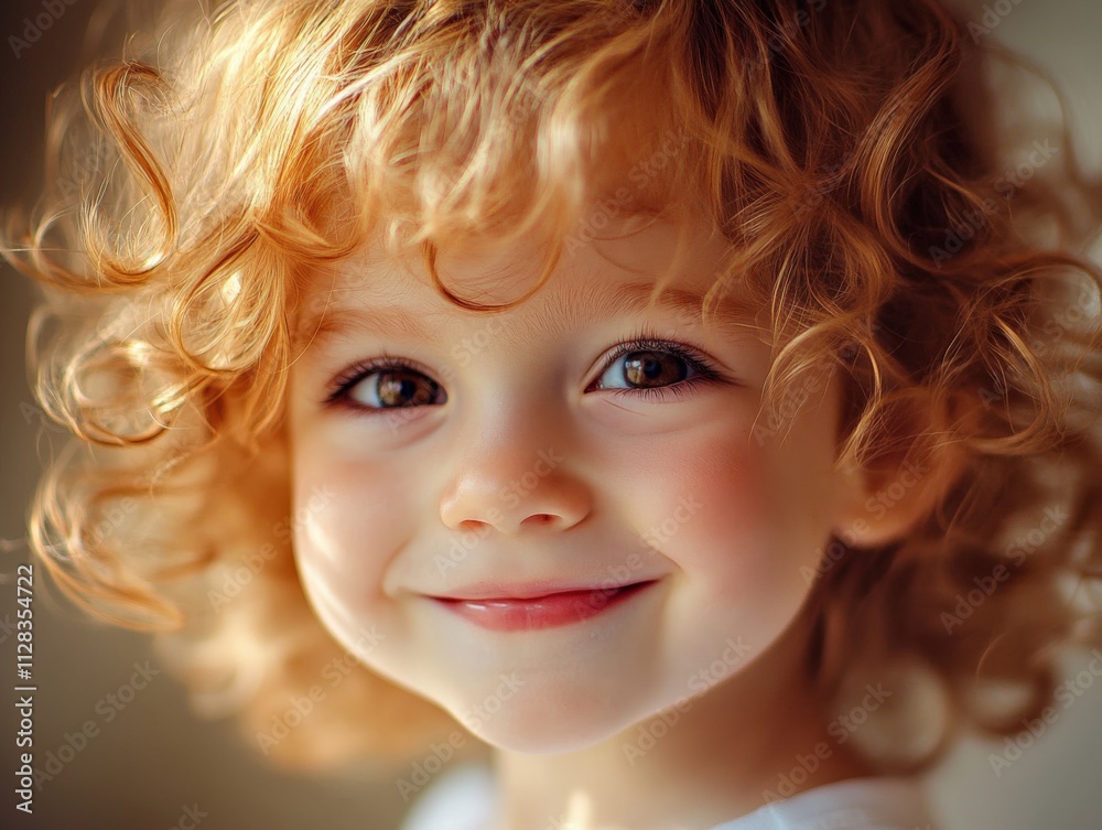 smiling child with curly hair and bright eyes smiling child with curly hair and bright eyes