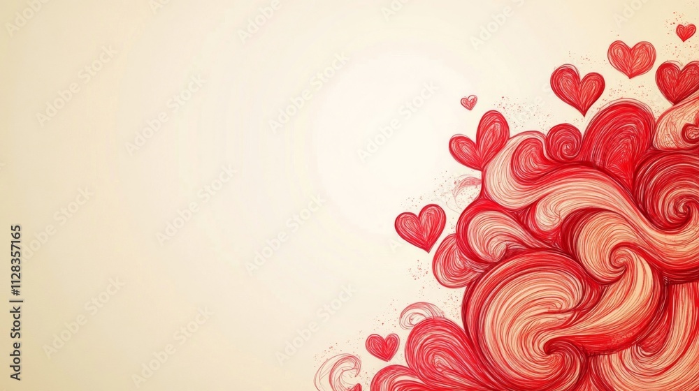 Red Swirling Hearts Romantic Valentine Design Red Swirling Hearts Romantic Valentine Design