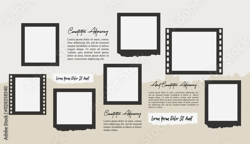 Pictures or photos frame collage layout abstract photo frames and digital photo wall template