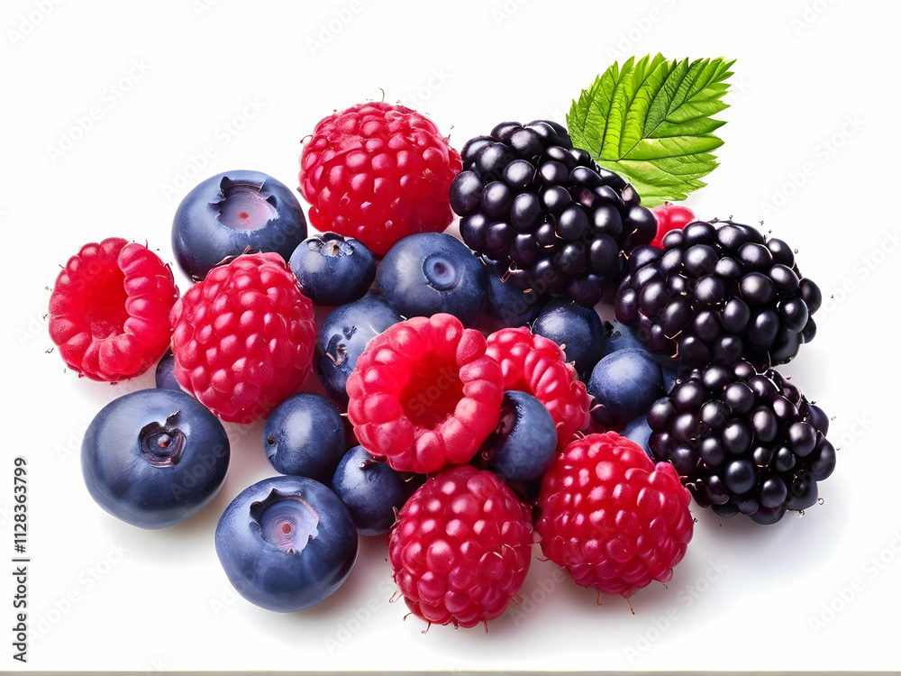 Sweet, ripe, organic raspberries and blackberries, a healthy summer treat Sweet, ripe, organic raspberries and blackberries, a healthy summer treat
