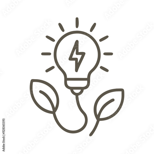 Light bulb with leaves symbolizing green energy and ecology for sustainable solutions

