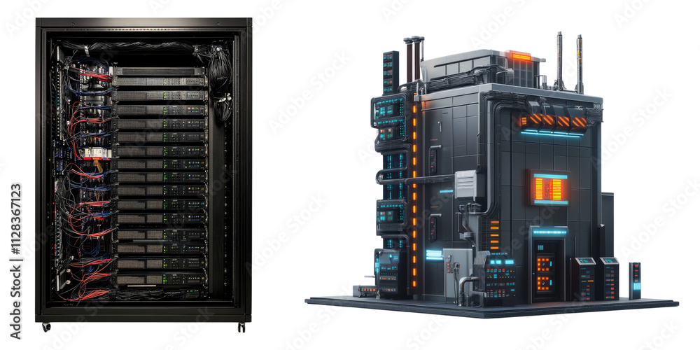 Data center essential isolated on transparent background, Set of Data center essential isolated on transparent background, Set of