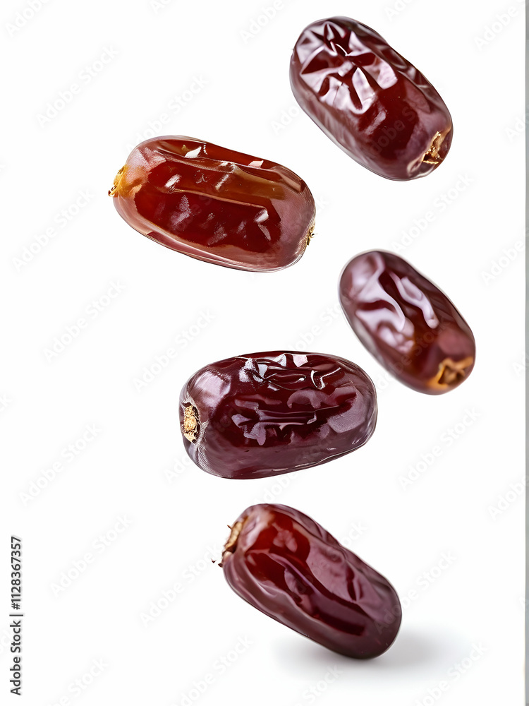 Sweet, dried dates, isolated on a white background, a healthy and delicious tropical treat Sweet, dried dates, isolated on a white background, a healthy and delicious tropical treat