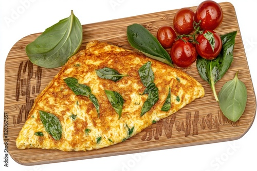 Delicious Spinach Omelette with Fresh Tomatoes and Basil photo