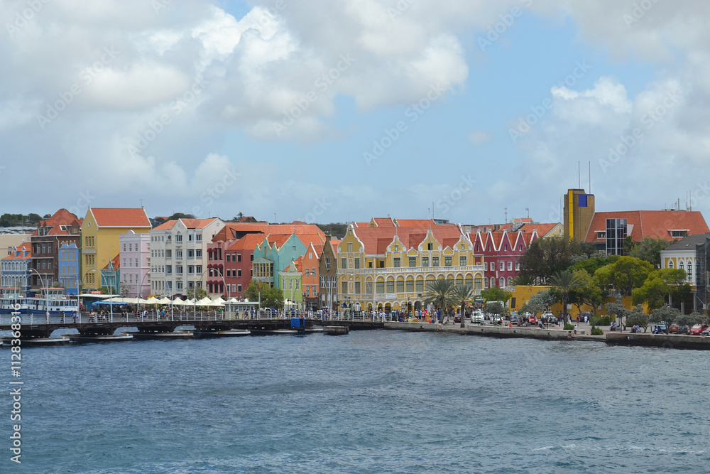 Naklejka premium the tourist city of willemstad on the island of curaçao