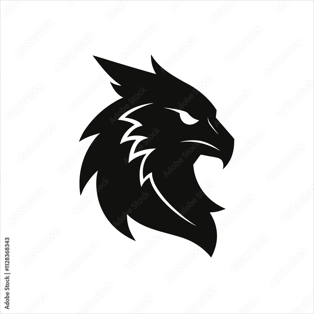 Griffin Head Silhouette Mascot Logo Design Template Griffin Head Silhouette Mascot Logo Design Template