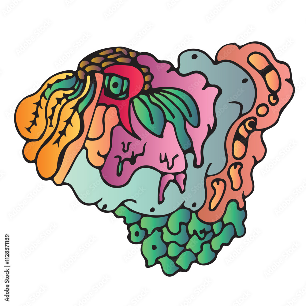 Vector illustration of Monsters and cute alien friendly, cool, cute hand-drawn. Doodle Art. Vector illustration of Monsters and cute alien friendly, cool, cute hand-drawn. Doodle Art.