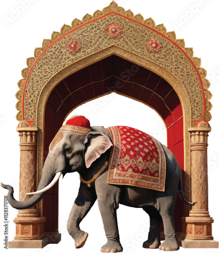 A realistic Mughal arch with lotus-shaped pattern