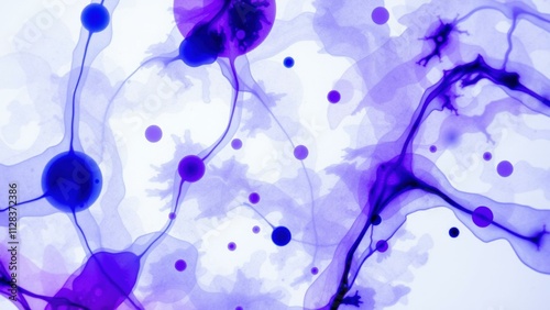 Abstract Purple Ink Drops and Swirls - Perfect for Artistic Backgrounds and Creative Projects photo