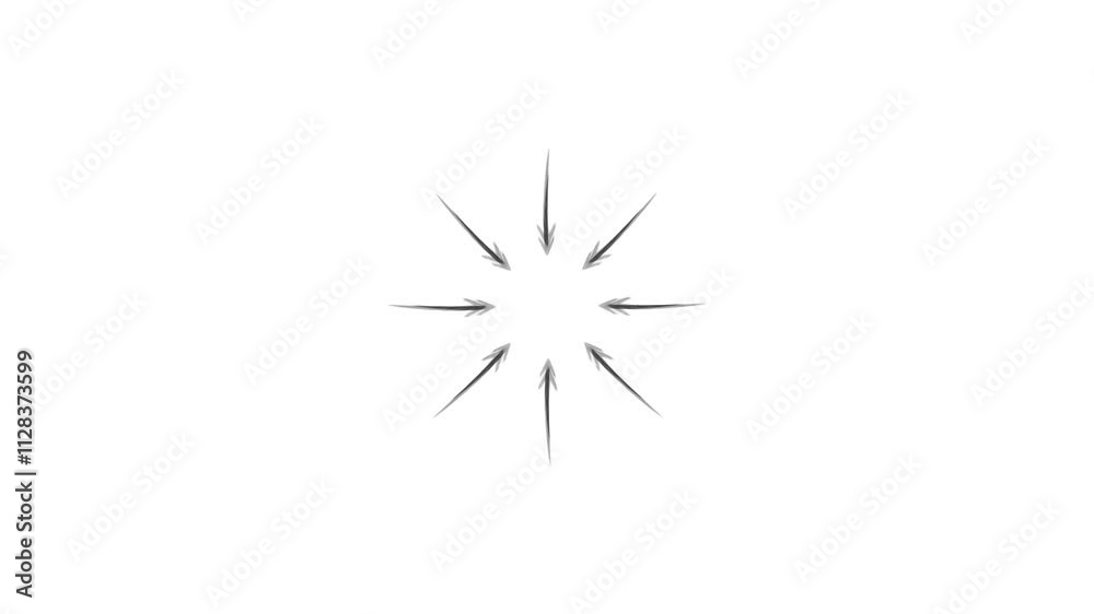 hand-drawn Black arrows pointing to the middle animation, hand-drawn doodle animation on a transparent background hand-drawn Black arrows pointing to the middle animation, hand-drawn doodle animation on a transparent background