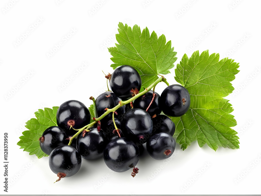 Blackcurrant, a dark, juicy berry, isolated on a white background Blackcurrant, a dark, juicy berry, isolated on a white background