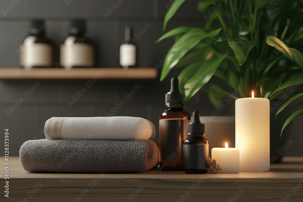 Relaxing spa experience with natural decor soft towels and serenity elements tranquil environment for ultimate relaxation