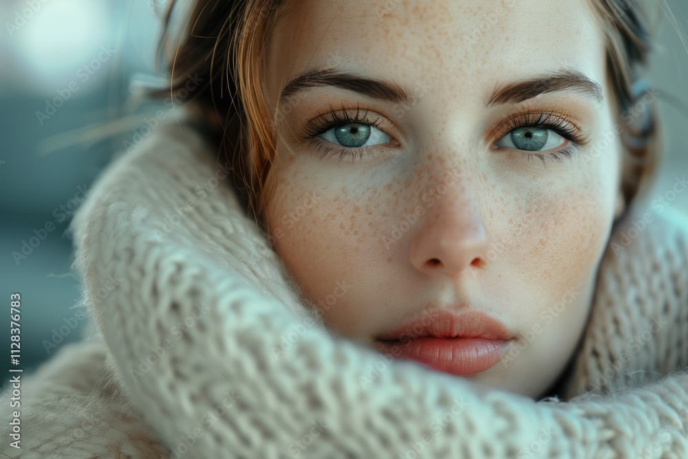 Woman exudes confidence and natural beauty at home in Denmark. Woman exudes confidence and natural beauty at home in Denmark.
