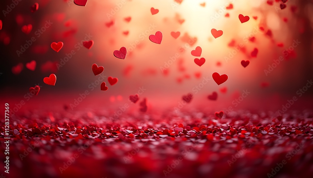 Red Cells Flowing through a Vein with Red Hearts Falling from a Surface Red Cells Flowing through a Vein with Red Hearts Falling from a Surface