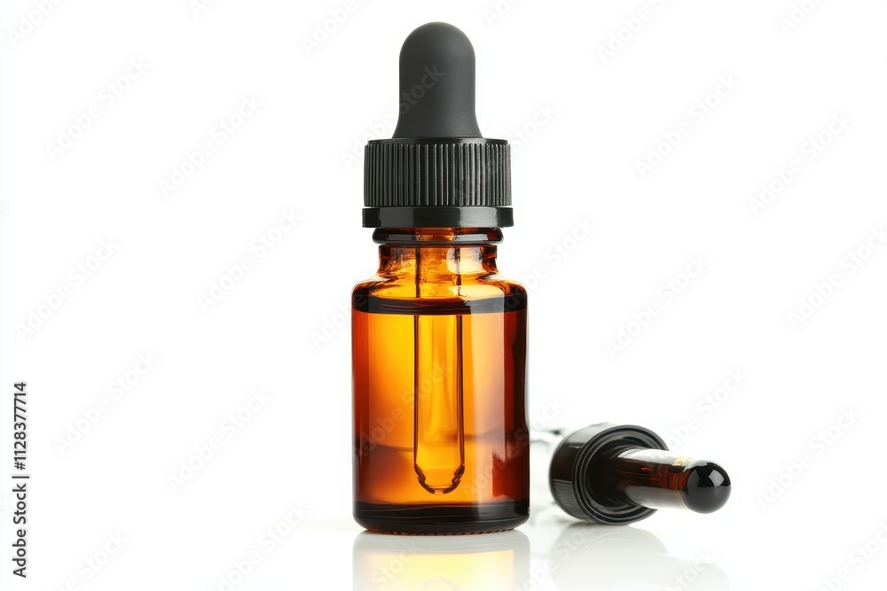 Amber glass bottle with dropper, filled with liquid. Perfect for showcasing essential oils, serums, or other liquids. Amber glass bottle with dropper, filled with liquid. Perfect for showcasing essential oils, serums, or other liquids.