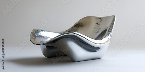 Futuristic Metallic Chair with Abstract Design

 photo