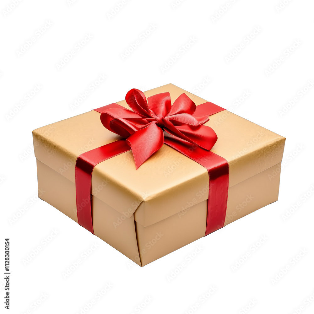 Obraz premium Elegant Gift Box with Red Ribbon, Present Surprise, Festive Occasion