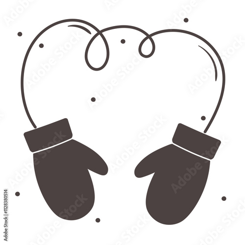 Silhouette mittens on a transparent background.