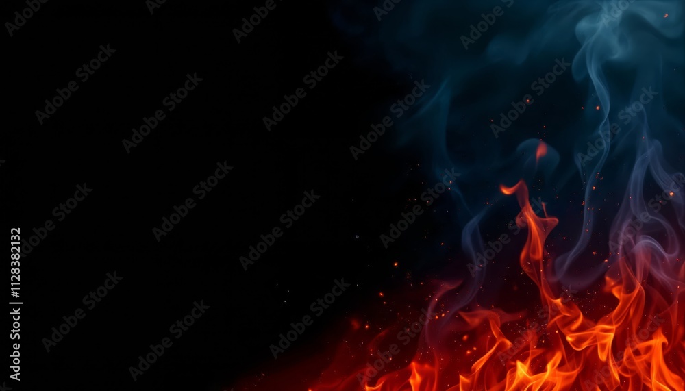 Fototapeta premium Dynamic Flames Erupting in Darkness Stunning Visuals Abstract Art Fiery Environment Captivating Viewpoint Energy Concept