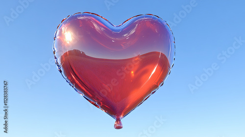 heart shaped balloon floating against clear blue sky, symbolizing love and joy