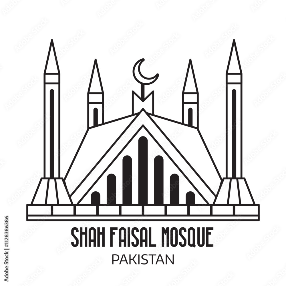 Shah Faisal mosque Pakistan travel icon