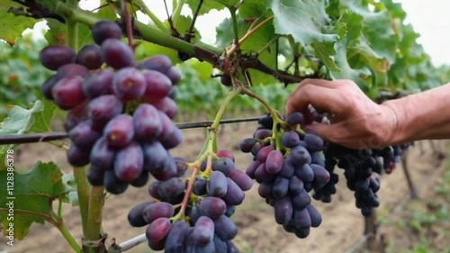 Wallpaper Mural Super slow motion close up of farmer or winemaker is picking ripe grape bunches on vines during wine harvest season in vineyard for further high quality wine production. Torontodigital.ca