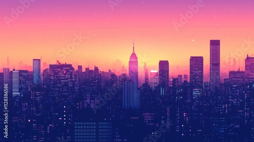 Stunning panoramic banner mockup showcasing a vibrant cityscape at dusk urban environment digital art content with a creative viewpoint for maximum impact