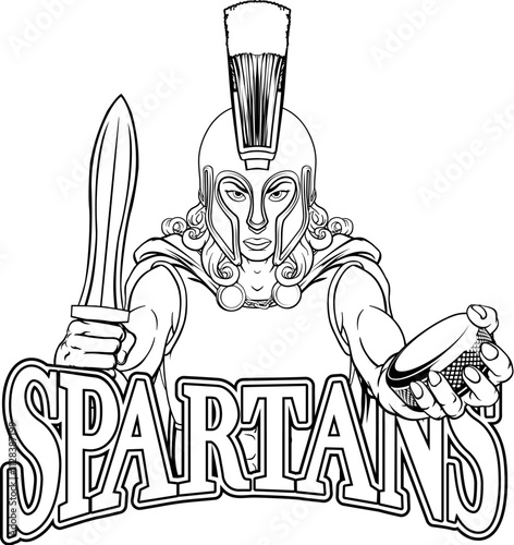 A female spartan woman ice hockey sports team cartoon mascot