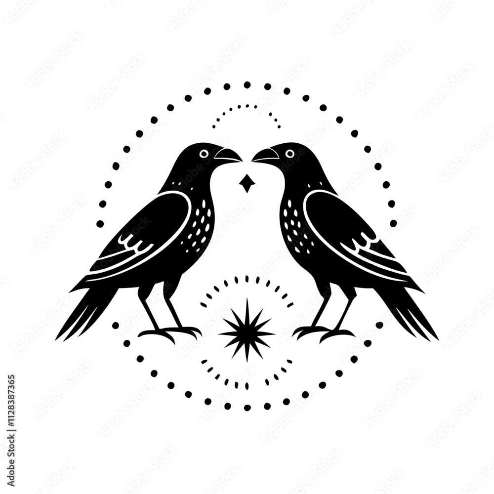 Obraz premium Huginn and Muninn, ravens of Odin