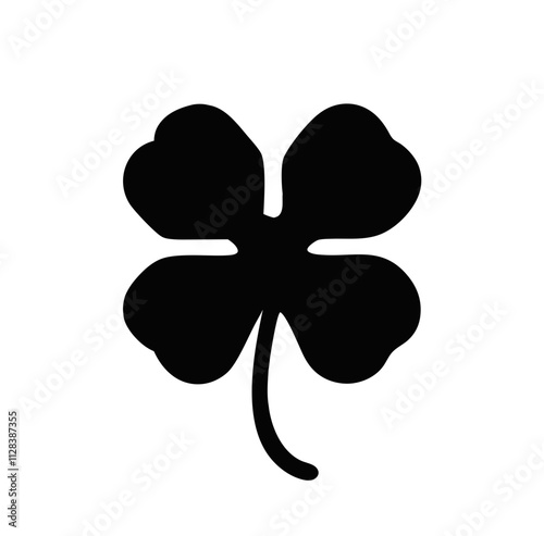 Lucky four-leaf clover symbol in black silhouette