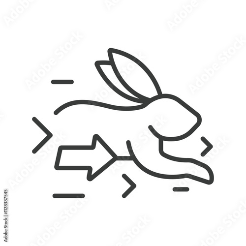 Speed Rabbit, icon in line design. Rabbit, speed, fast, hair, running, sprint, agility on white background vector. Speed Rabbit, editable stroke icon