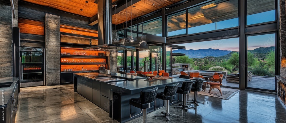 Fototapeta premium Stunning Modern Rustic Mountain Home with Panoramic Views