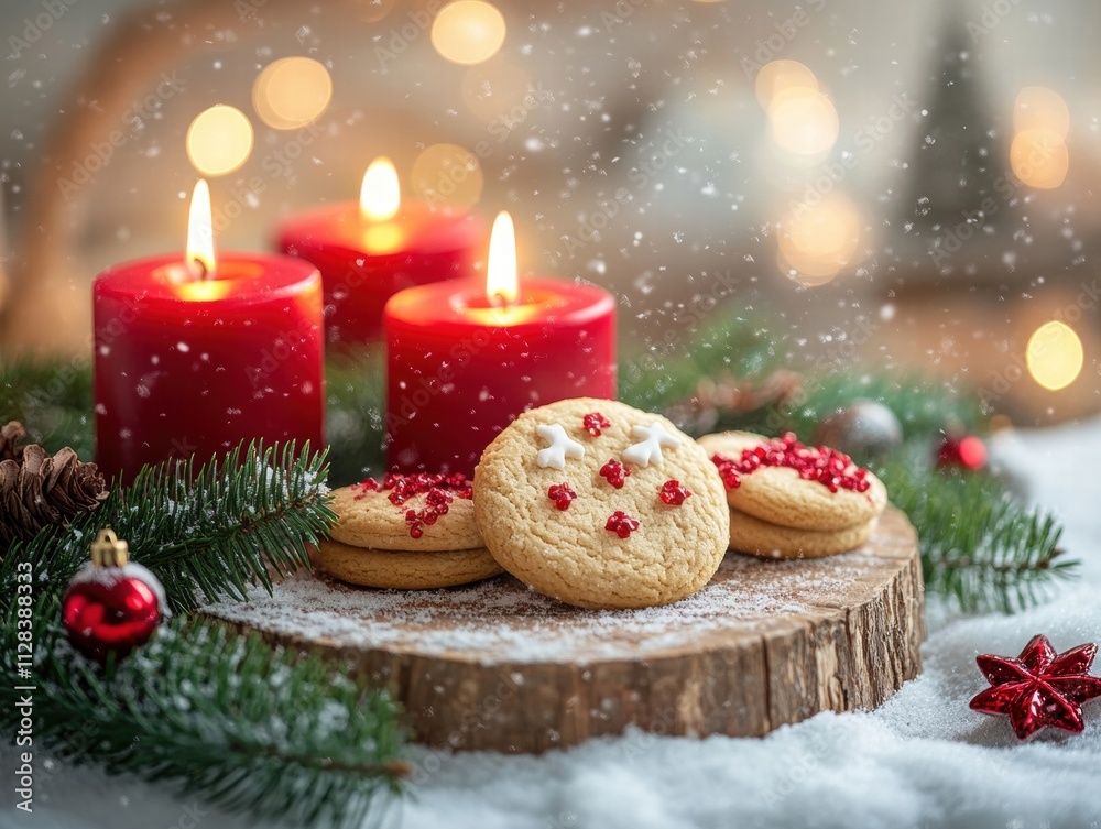 Creating a Festive Christmas Table Setup with Red Candles and Cookies Home Table Decor Cozy Atmosphere Festive Vibe Creating a Festive Christmas Table Setup with Red Candles and Cookies Home Table Decor Cozy Atmosphere Festive Vibe