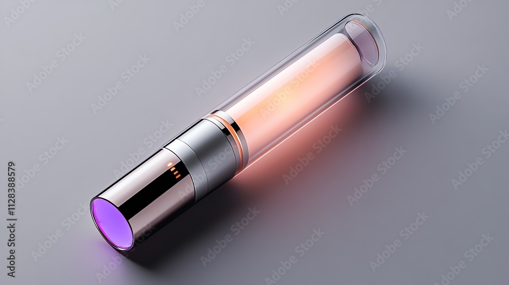 A body glow stick with a sleek, travelfriendly design, glowing under warm light A body glow stick with a sleek, travelfriendly design, glowing under warm light
