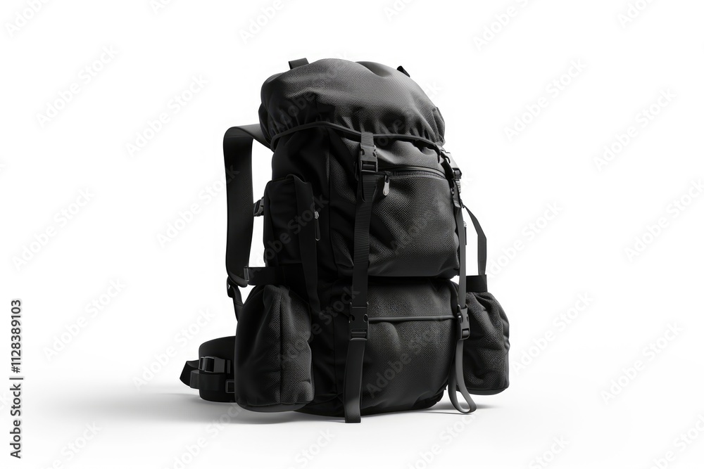 Black travel backpack isolated on a white background perspective view backpack Black travel backpack isolated on a white background perspective view backpack