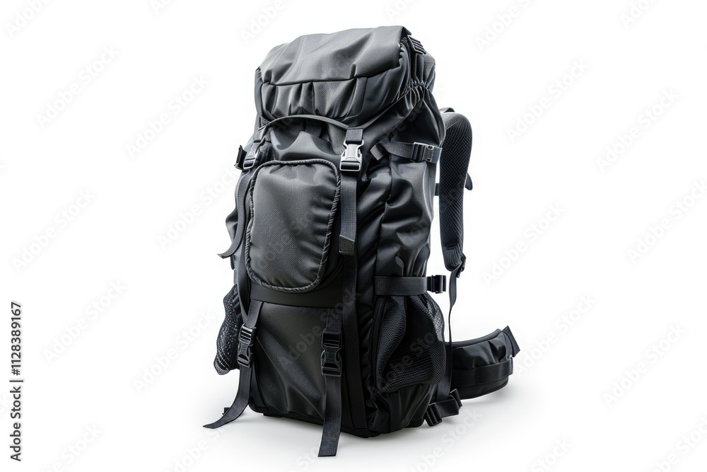 Black travel backpack isolated on a white background perspective view backpack Black travel backpack isolated on a white background perspective view backpack