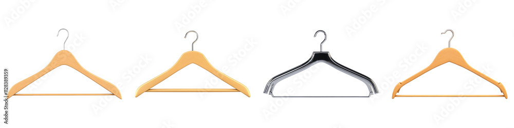 Standing empty clothes hanger isolated on transparent background, Set of Standing empty clothes hanger isolated on transparent background, Set of