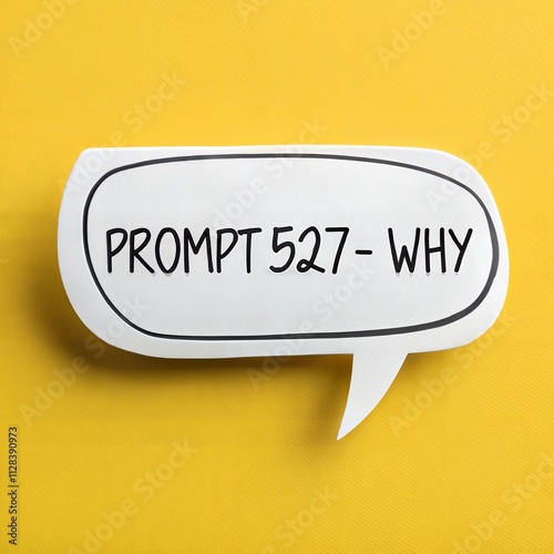 why speech bubble on white paper isolated on yellow paper background with drop shadow. photo