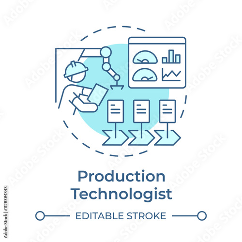 Production technologist light blue concept icon. Professional worker. Choosing contract manufacturer. Round shape line illustration. Abstract idea. Graphic design. Easy to use in article