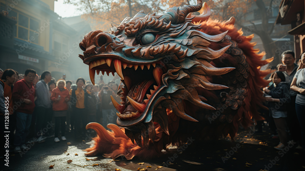 Fototapeta premium Dragon Parades on street show during the New Year Celebration