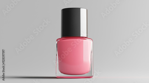 Elegant and sophisticated 3D hyperrealistic mockup embodying the essence of nail polish packaging design with striking sharp details and a simple background