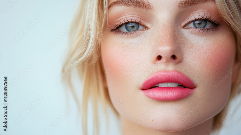 Capturing elegance in minimalism with a confident parisian beauty showcasing radiant eyes and soft pink hues Capturing elegance in minimalism with a confident parisian beauty showcasing radiant eyes and soft pink hues