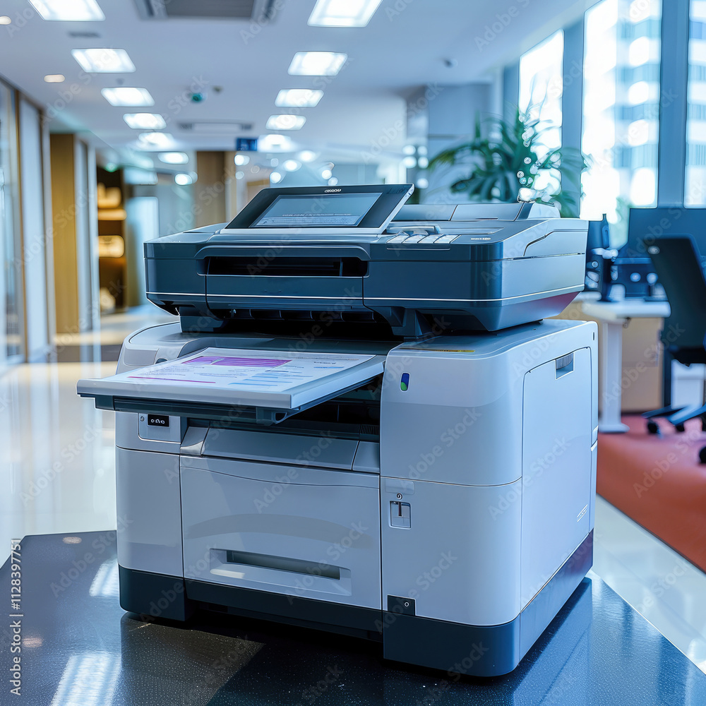 A big office printer in the center room. A big office printer in the center room.