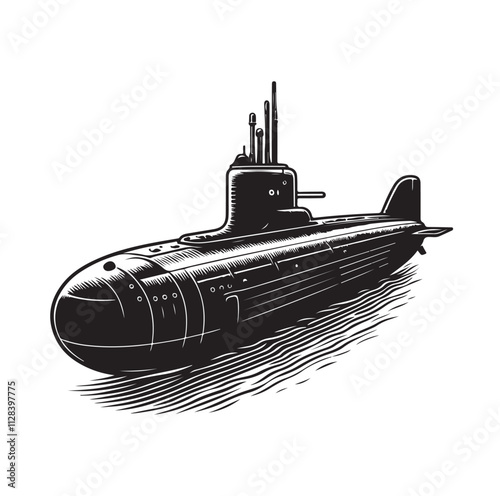 submarine silhouette vector illustration